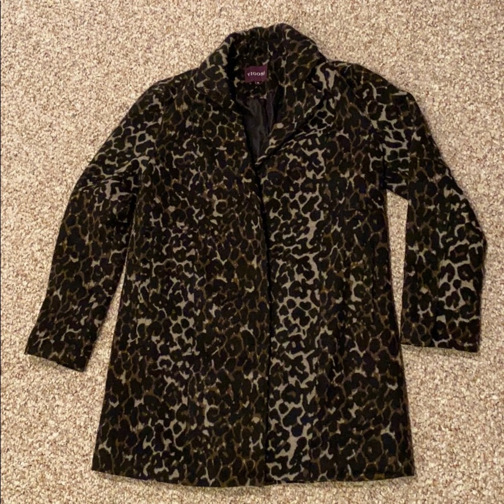 Wool blend leopard print Peacoat